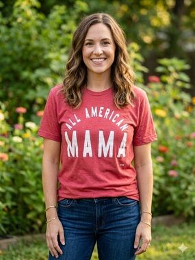 Tultex Red Tee with White Graphic - Large